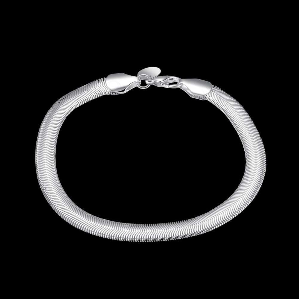 

6MM Flat Snake Bracelet Copper Silver Jewelry Handmade Bangle for Women Men Unisex Fashion Accessory