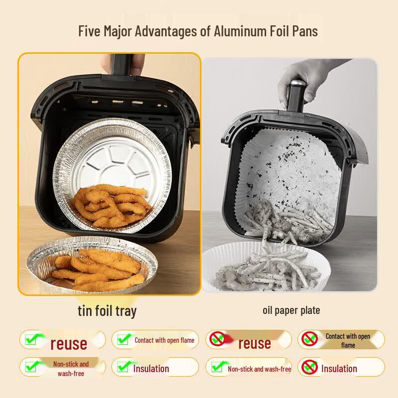 Chahua 16cm Disposable Aluminum Foil Plates for Air Fryers and Baking