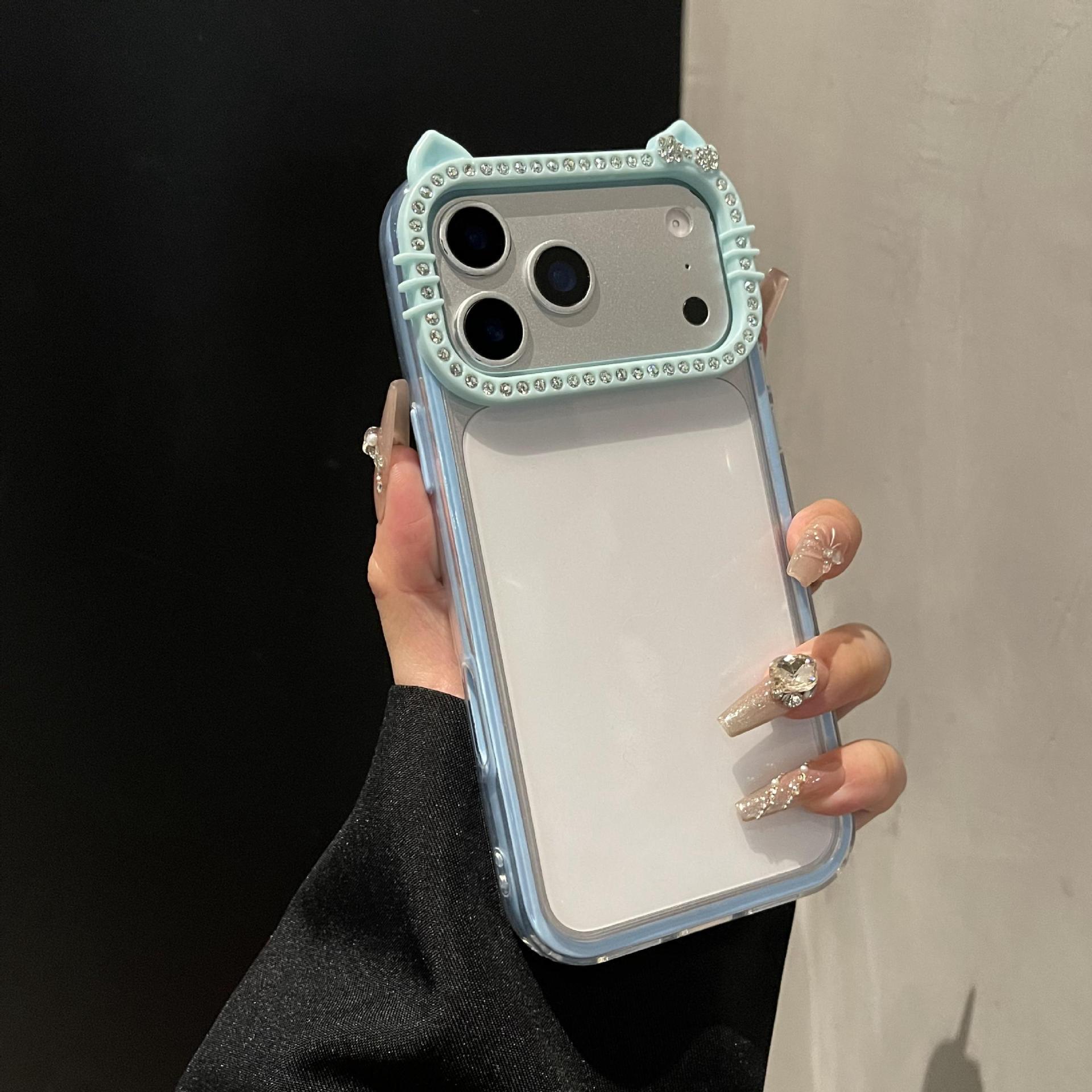 

Прозорий акриловий кейс KT для сережок-крапель для iPhone 17/iPhone 15 Pro Max з пазами iPhone 14 Plus синій