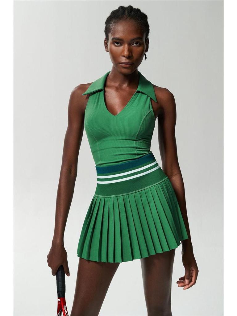 Alo Golf Pleated Skirt & Sleeveless High-End Yoga Tank Top Set - Women's Summer Clothing