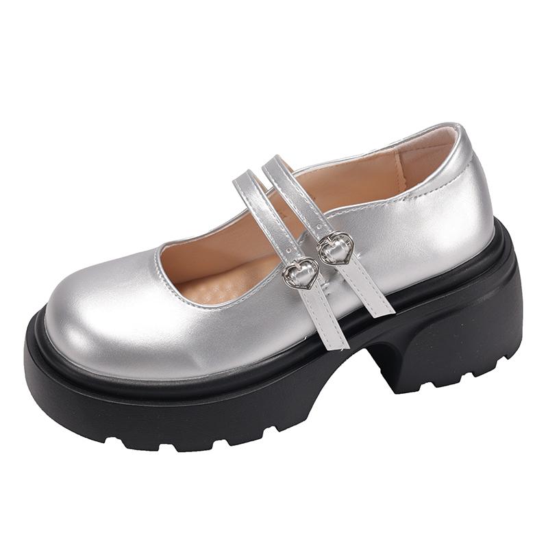

2026 New Fashion Platform Pumps for Women Super High Heels Buckle Strap Mary Jane Shoes Woman Thick Heeled Party Shoes Ladies 35 серебряный