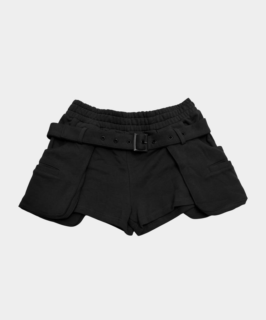 PLACE STUDIO Ösen-Gürtel-Set Cargotaschen-Schicht-Punkt-Baumwoll-Mini-Shorts_2 Farben