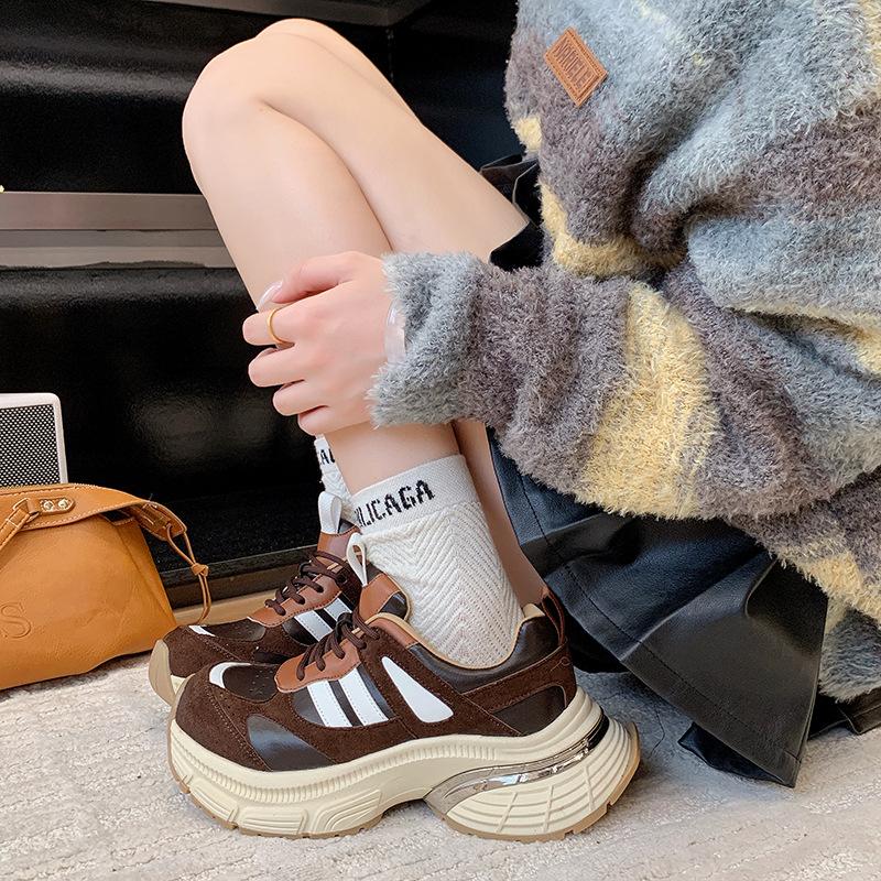 European Station Le Witch 2025 Autumn New European Lace-up Platform Dad Shoes Muffin Sole Casual Sports Shoes Women