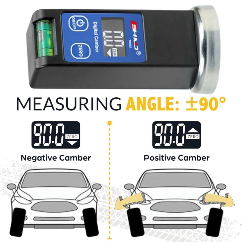 Digitaler Sturz- und Spureinstellwerkzeug Magnetische Basis Präzisions-LCD-Display Radspurwerkzeug Universelles Nachlauf- und Sturzmessgerät