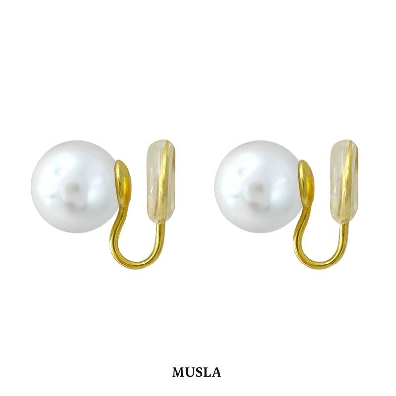 Musla Design New Round Pearl Stud Earrings For Women Fashion Ear Cuffs