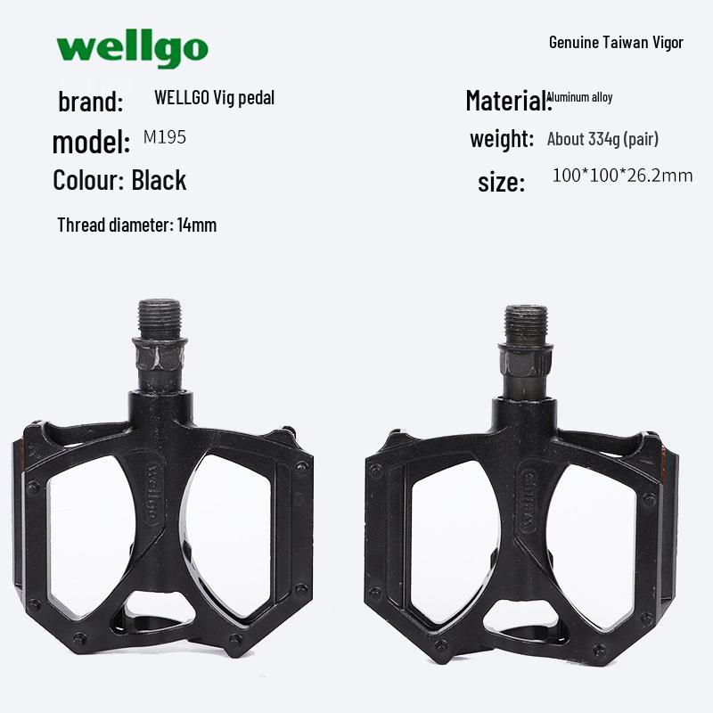 WELLGO M195 Ultra-Light Aluminum Alloy Bicycle Pedals with Dual DU Bearings