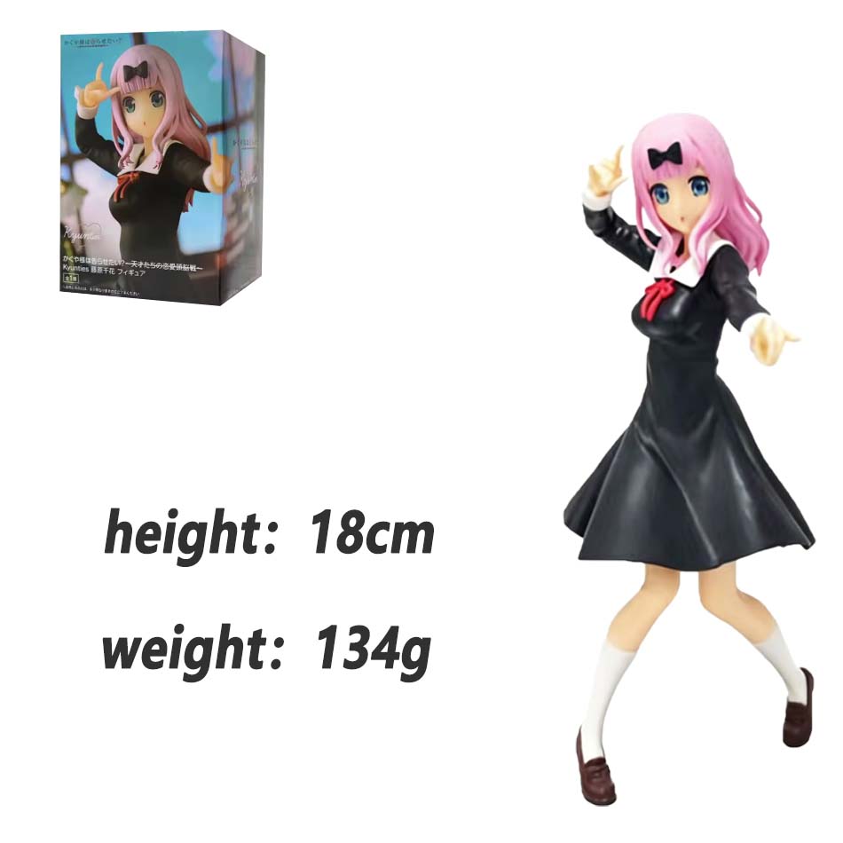 18Cm Anime Figure Love Is War Fujiwara Chika Shinomiya Kaguya Kawaii Girl Action Figure Collectible Model Doll Toy Gift