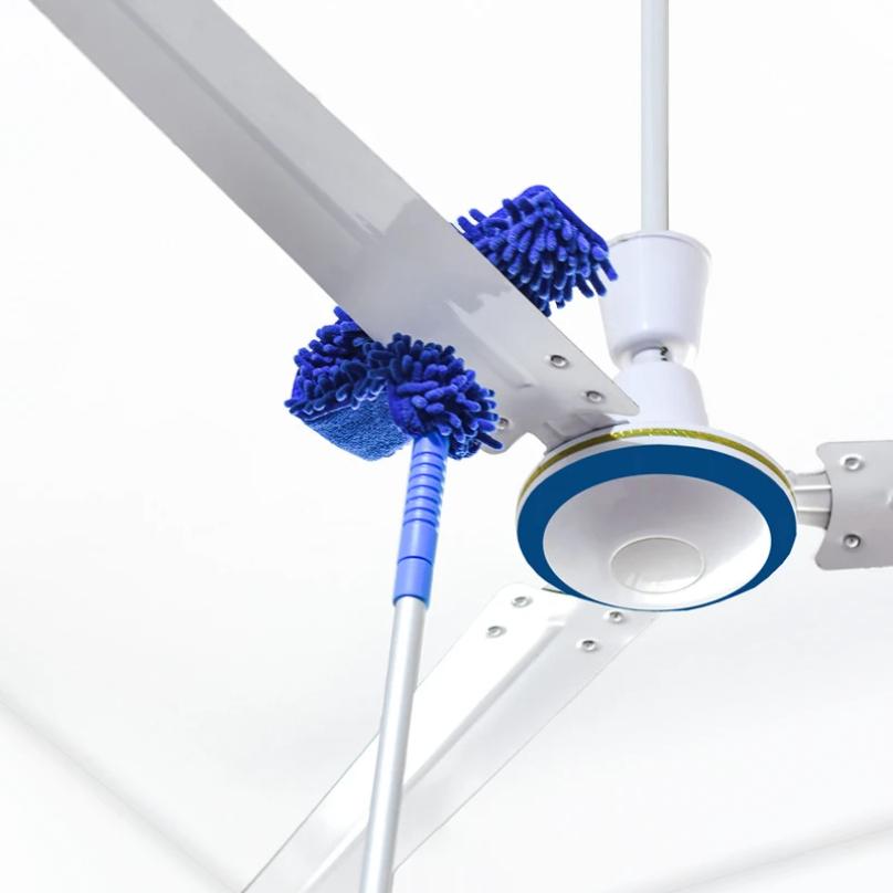 Ceiling Fan Duster High Reach Dusting Kit Microfiber Ceiling Fan Blade Cleaner Flexible Cobweb Duster Removable Washable Brush