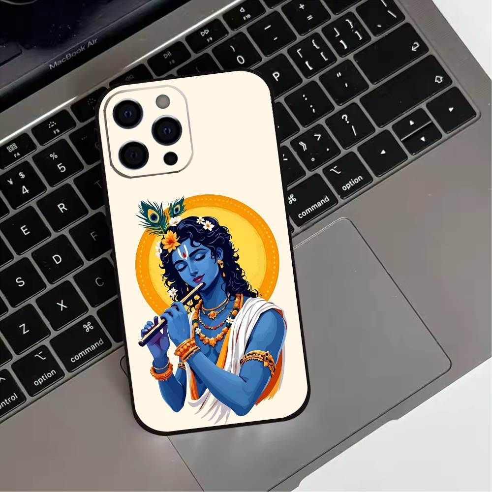

Indian God Lord Krishna Phone Case For iPhone 17,16,15,14,13,12,11 Plus,Pro Max,XS,Soft Silicone Black Cover iPhone13