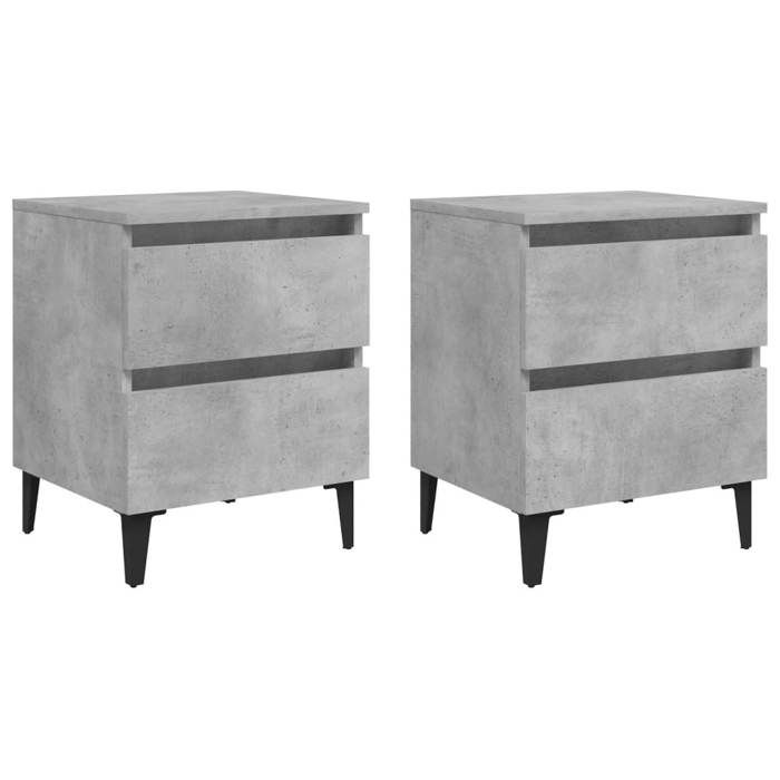 VidaXL Tables de chevet 2 pcs gris béton 40x35x50 cm bois d'ingénierie 805878
