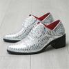 British Designer Trend New Men's Pointed Gold Silver Blue Leather Elevator Shoes for Men Luxury Wedding Prom Homecoming Footwear