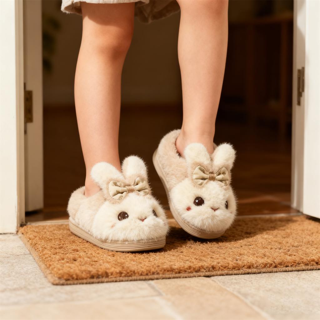 Winter Children Cotton Shoes Plush Cotton Slippers Boys Girls Cute Cartoon Comfort Anti Slip Indoor Warm Cold-proof Shoes