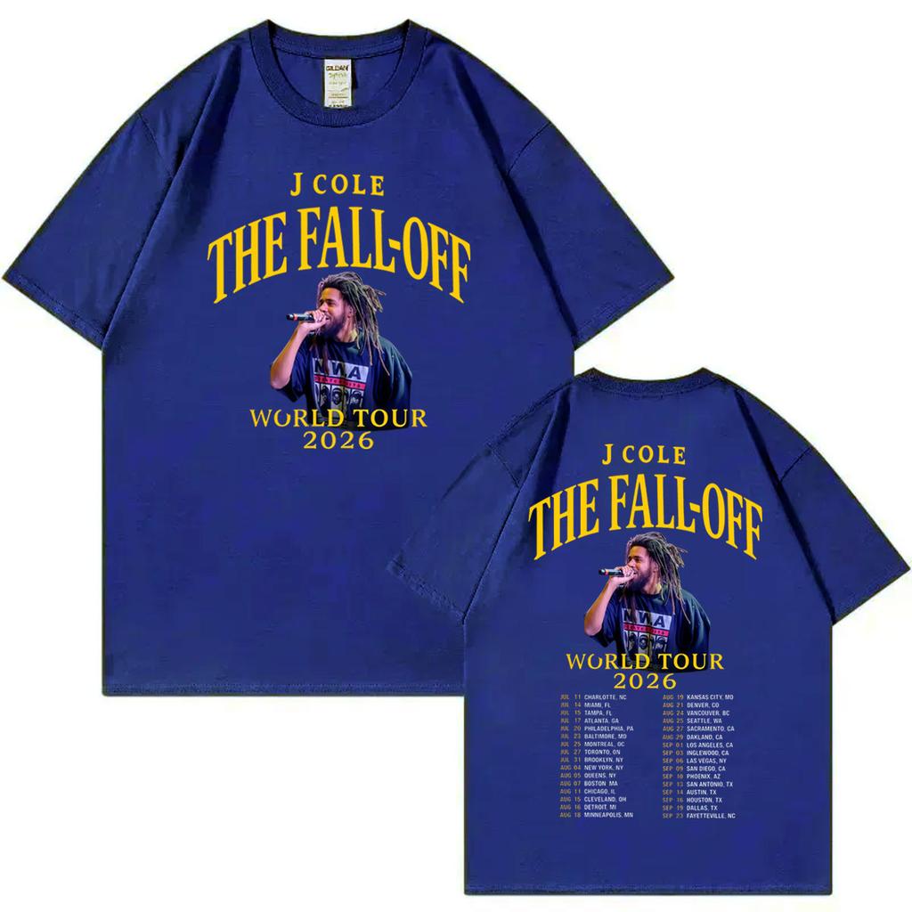Rapper J Cole Double Sided Graphic T Shirts The Fall Off Tour 2026 Tshirts Men Women Fashion Hip Hop Retro Short Sleeve Tshirt