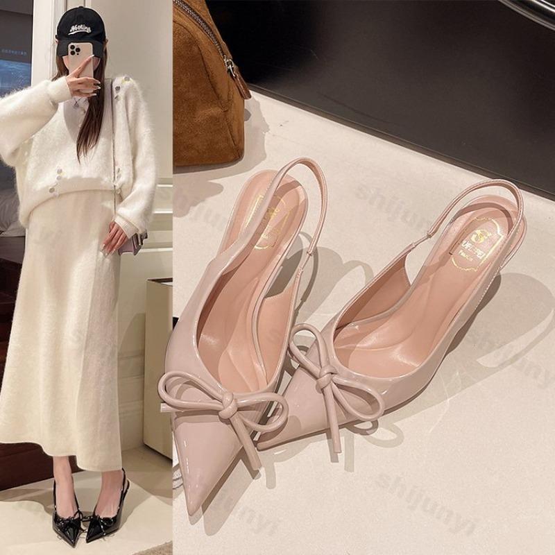 Women High Heels Sandals 2026 Summer Pointed Toe Fashion Sexy Slingback Mules Sandals Female Elegant French High Heels Pumps