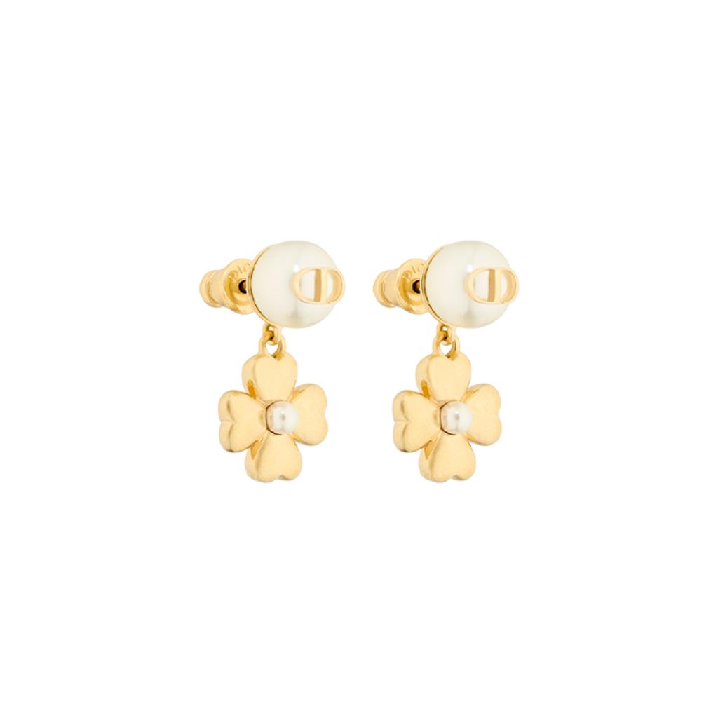 Dior Four Leaf Clover Shaped Pendant Metal Earrings Women Earrings Gold E3928WOMRS-D301