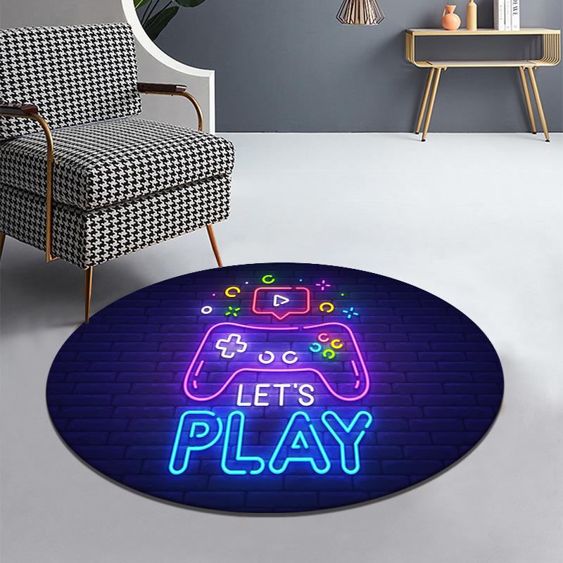Okrągły kolorowy dywanik do gier, antypoślizgowy, do salonu, do pokoju e-sportowego, dywanik wejściowy nadający się do prania w pralce