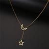 Neue Einfache Mond Sterne Anhänger Halsband Halskette Einfache Gold Farbe Legierung Charme Kette Collares Halskette Für Frauen Partei Schmuck