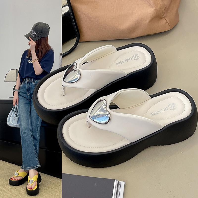 

Flip-flops women s summer outer wear love new versatile thick bottom feet seaside beach sandals tide 35