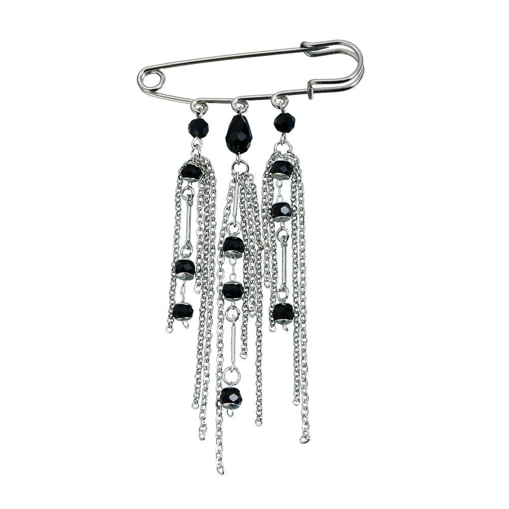 Exaggerate Long Tassel Chain Brooch For Women Handmade Beaded Many Layer Chain Multi Functional Fixed Pin Pants Clothes Decor