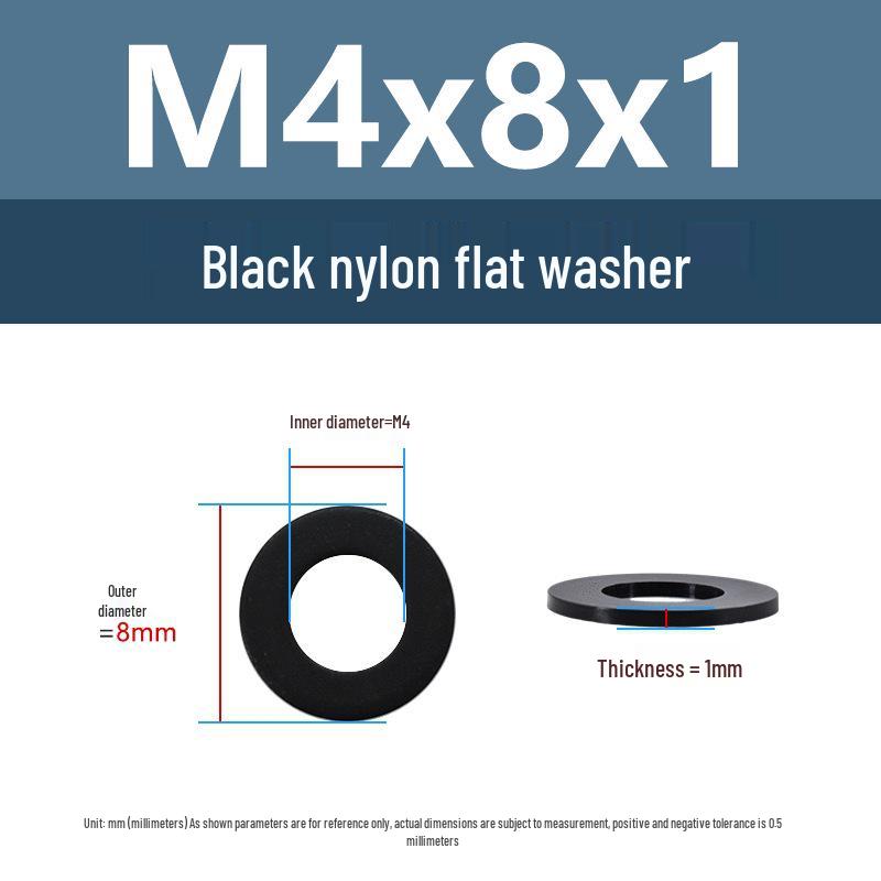 Yigu High-Temperature Insulated Black Nylon Flat Washer (M2, M3, M10, M16, M24)
