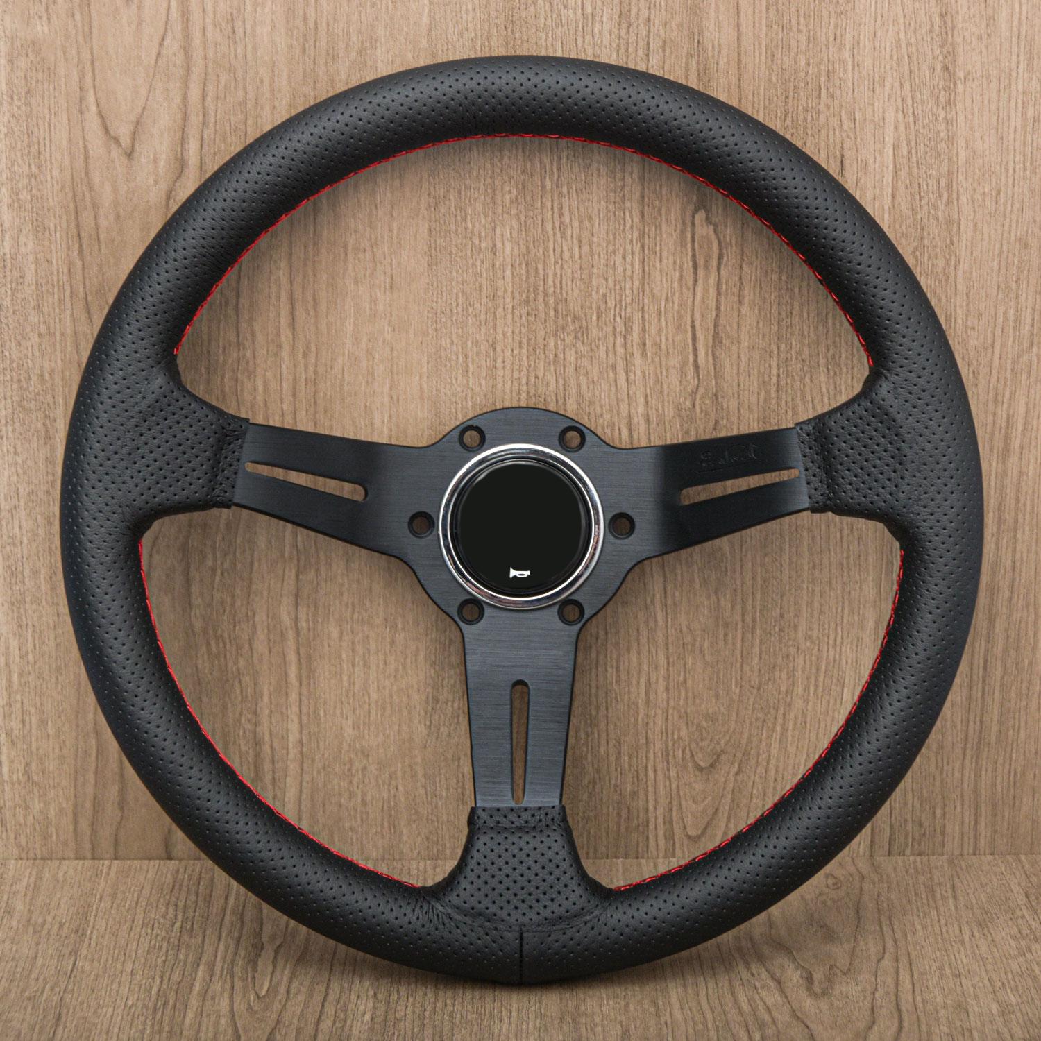 320MM JDM Sports Steering Wheel Red Stitching Racing Leather Steering Wheel PC-ST18 чёрный