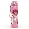 1PC Cute Pink Rag Doll Toy Art Print 750ml Color Plastic Sports Water Bottle Leakproof Flip Straw Lid Suitable for Sports Office Home Use