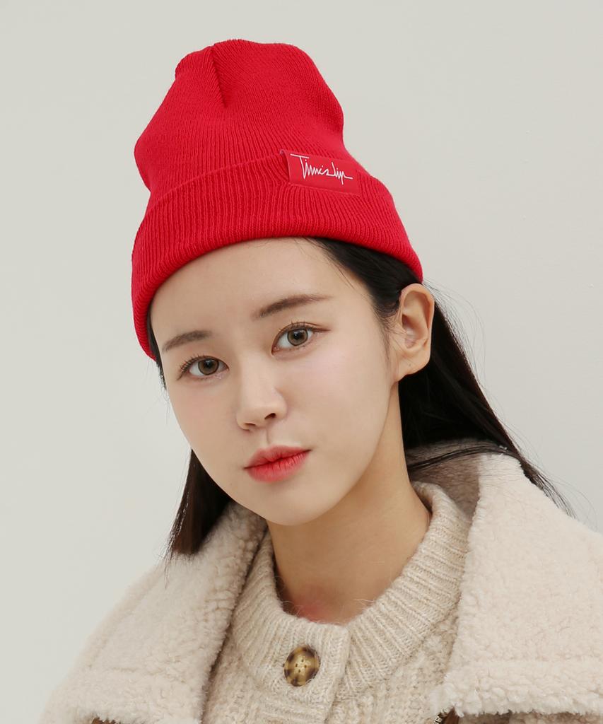 Taimseullib Heartbeat Label Beanie Red Tnr06610