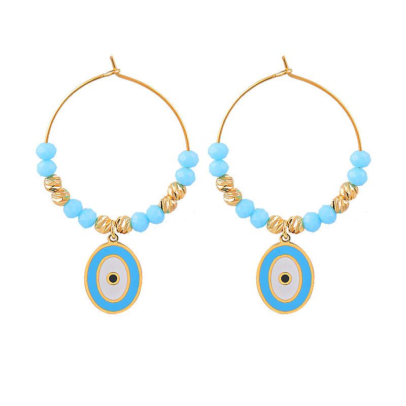 

Титановые титановые стальные глазные голубые капающие овальные серьги-подвески из нержавеющей стали без раскраски ювелирных изделий