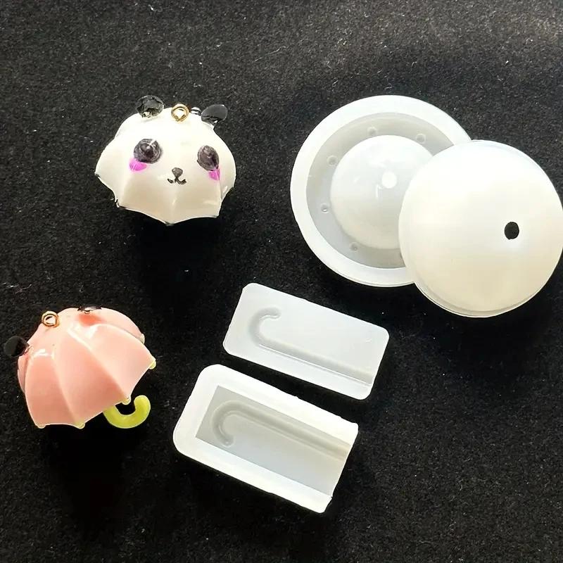 4Pcs DIY Crystal Resin Cute Umbrella Pendant Silicone Mold Summer Umbrella Bodysuit Silicone Mold