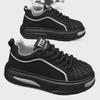 Schwarze Shell Toe Sneakers aus Leder für Herren – Dicke Sohle, trendige Herbst-Sportschuhe