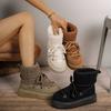 Fashion Women's Plush Thick Soled Snow Boots 2024 Winter New Style Lace Up Retro Plush Warm Casual Cotton Boots