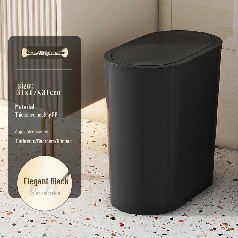 High-Value Stylish Gap-Fit Trash Can with Lid - Large Capacity for Bedroom & Bathroom