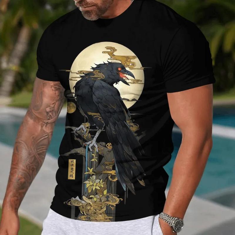 Moda Uomo Girocollo Manica Corta Stampa Colorata 3D Casual T-shirt Casual Manica Corta Girocollo