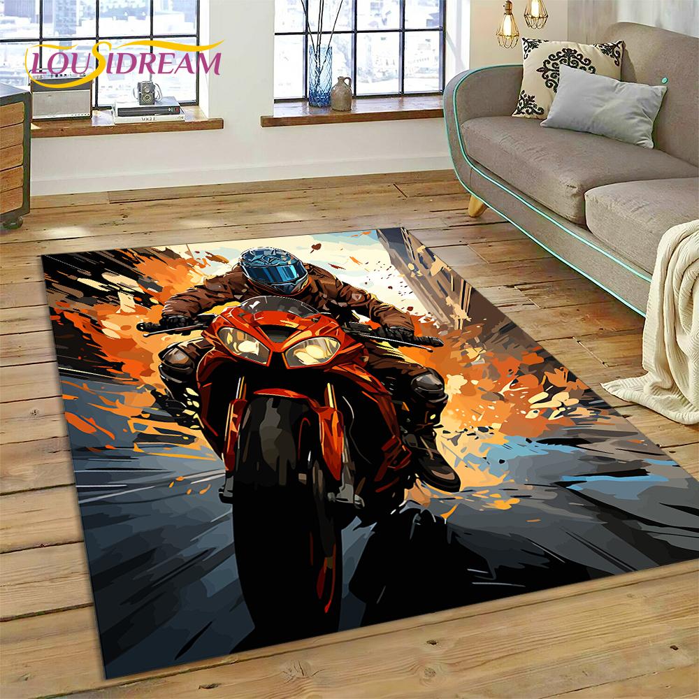Motocross Motorcycle Modern Rug Carpet for Living Room Bedroom Home Decor,Floor Mat Non-slip Decoration for Sofa Kitchen doormat