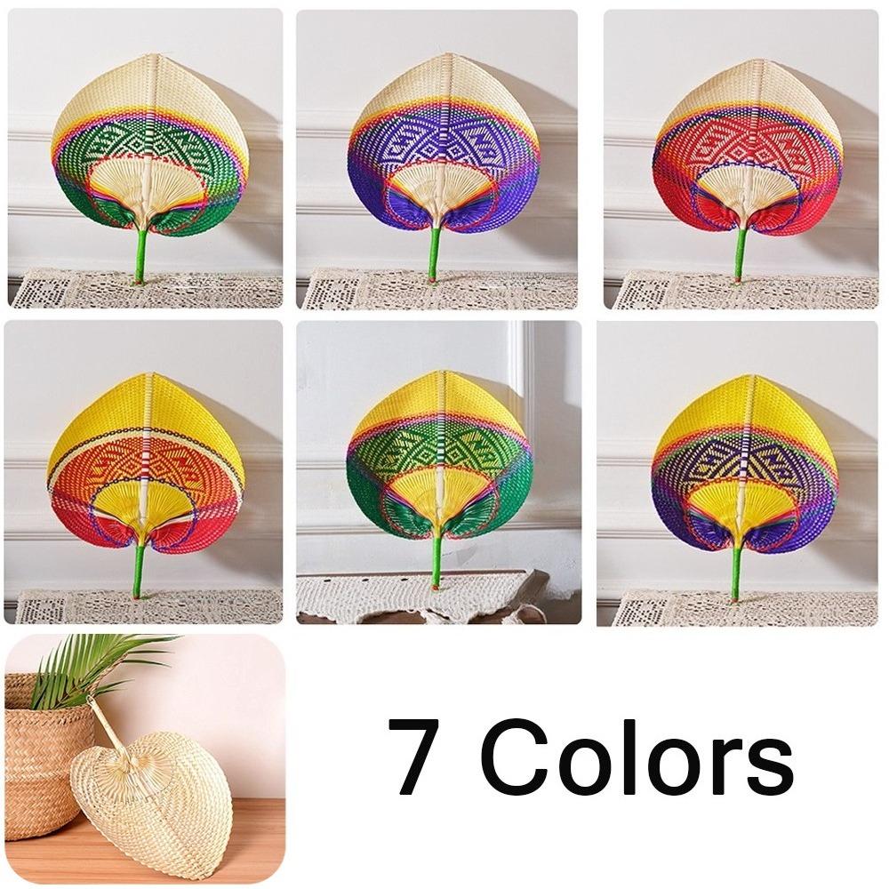 1PC Pure Handmade Peach Shaped Bamboo Woven Fan/ Bamboo Rattan Hand Fan Summer Cooling Supplies Hand Cranked Fan /mini Fan/