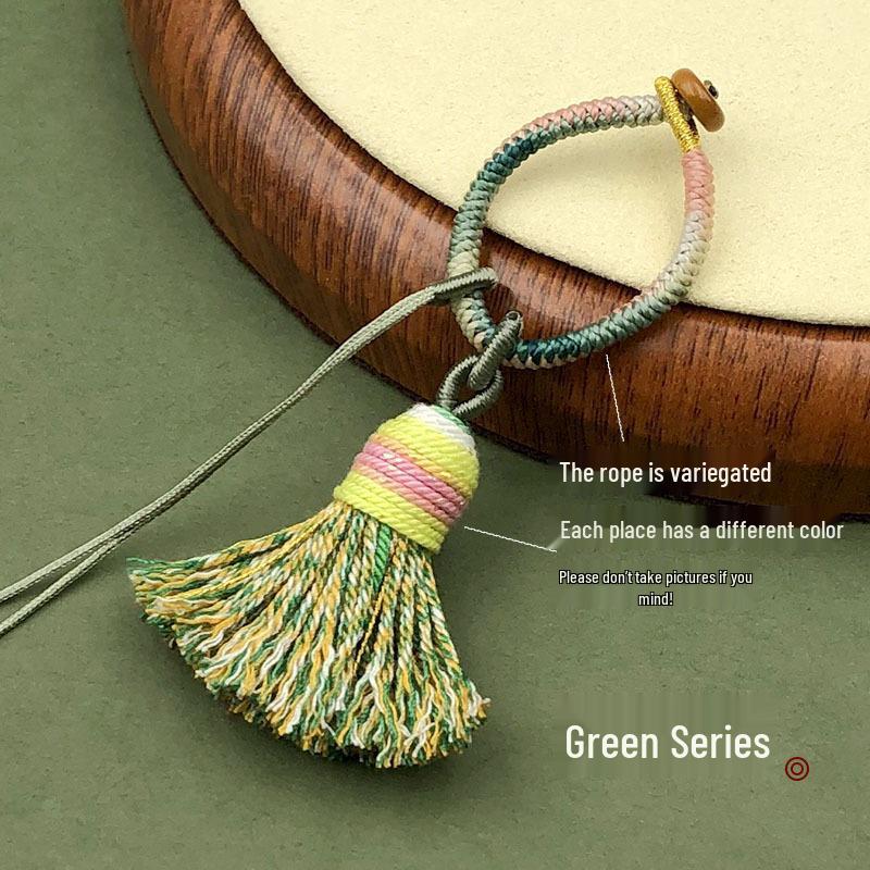 Handwoven Gradient Vajra Knot Tassel Cotton Keychain Pendant Accessory
