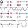 Mixed-Style Nipple Rings 14G Heart Butterfly Sword-Shaped Crystal CZs Nipple Piercing for Women Stainless Steel Shield Jewelry