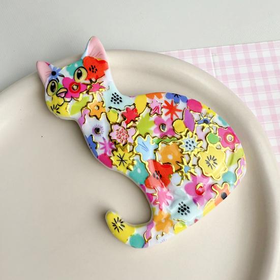 3D Sitting Cat Refrigerator Magnet Embossed Geometric Colorful Kitten Fridge Magnet Home Kitchen Cabinet Locker Whiteboard Decoration