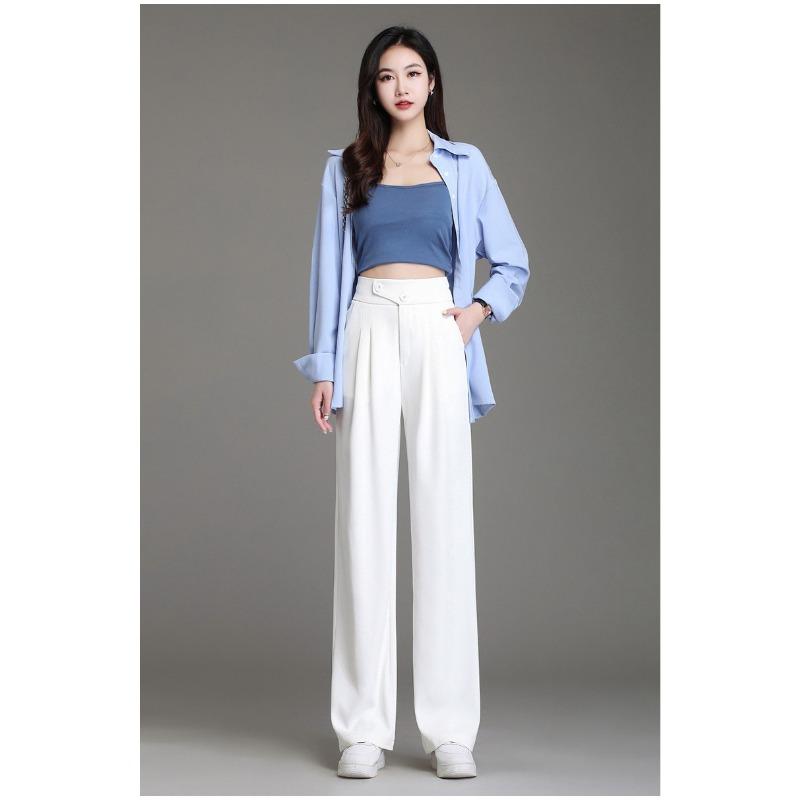 Women High Waist Slimming Straight Leg Suit Pants For Spring Autumn Commuter Wear