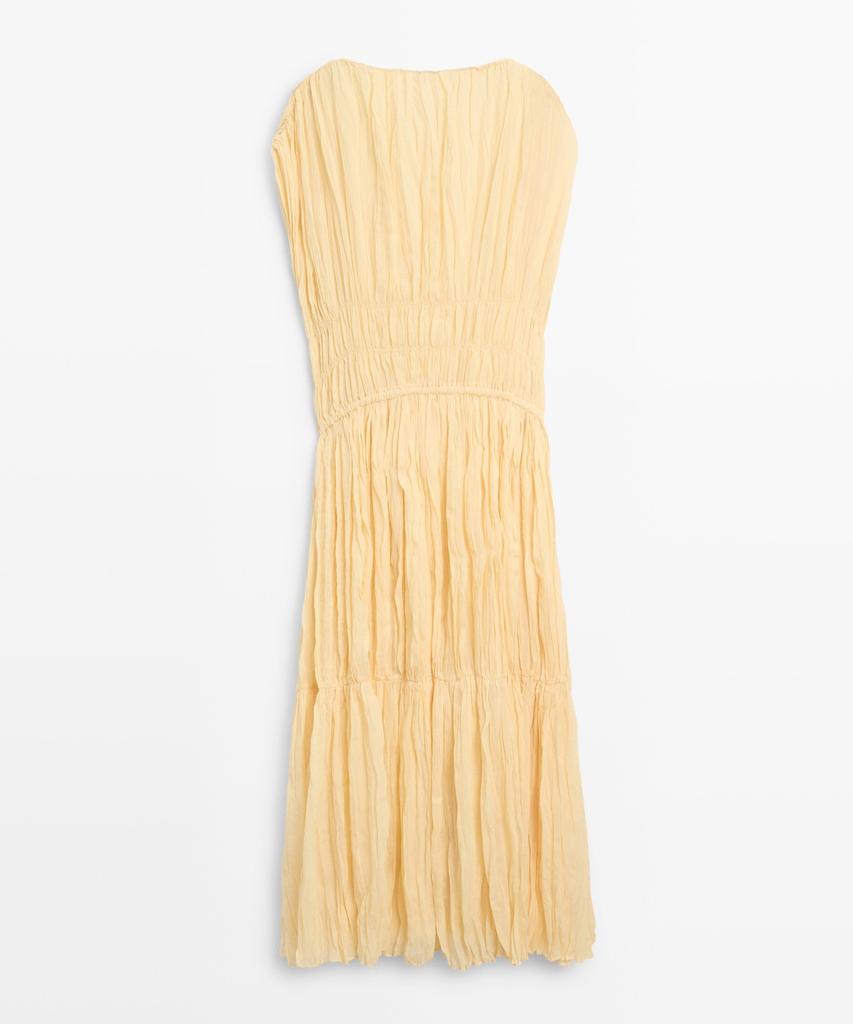 Masimodutti Shirring Detail Fluid Midi Dress