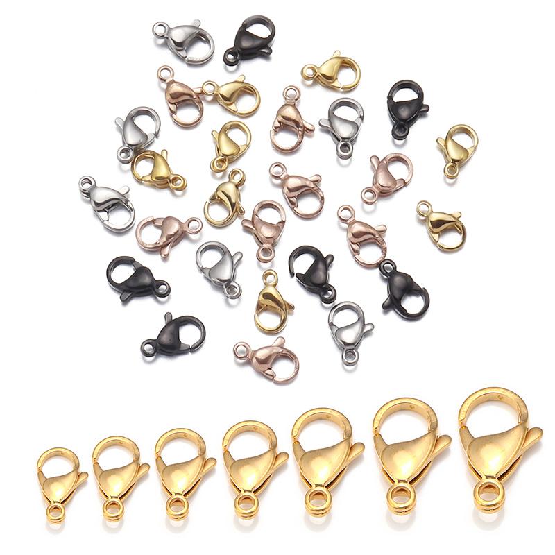 25pcs/lot Stainless Steel Gold Plated Lobster Clasps Hooks For Jewelry Making DIY Necklace Bracelet Chains Connector Accessories