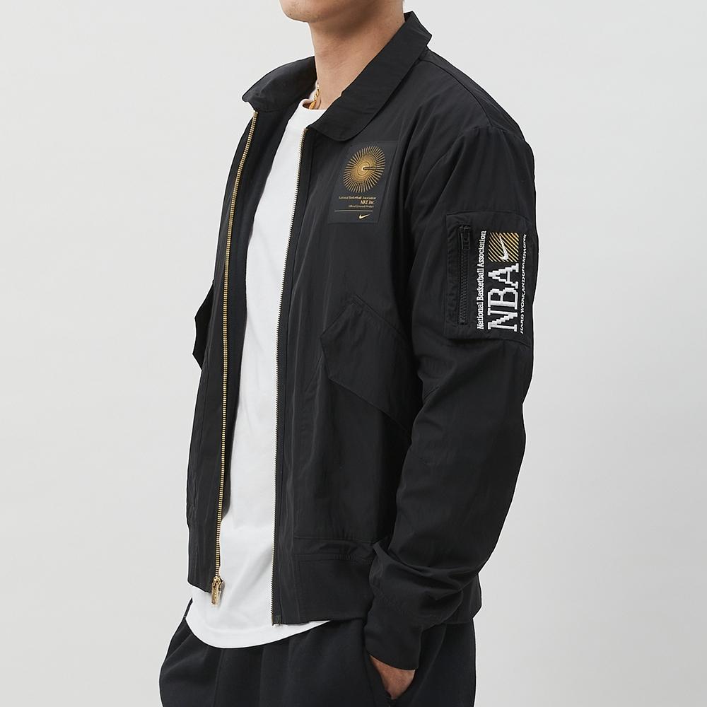 Nike NBA Collaboration Embroidered Letter Pattern Zip-Up Long Sleeve Jacket Men Jackets Black FD8436-010