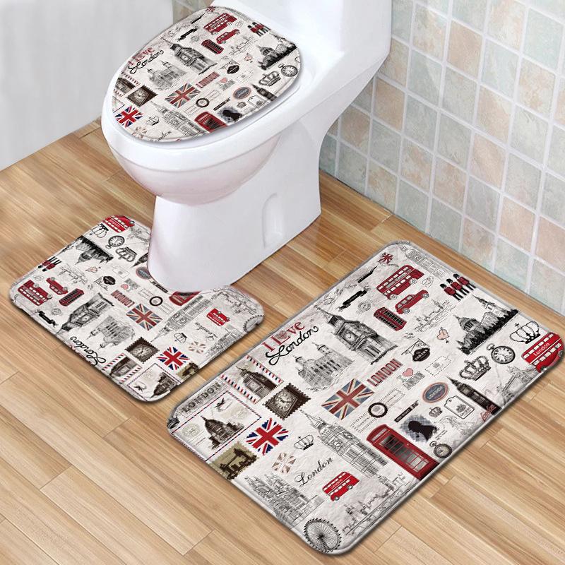 Creative Toilet Three-Piece Floor Mat Bathroom Three-Piece Carpet Doormat