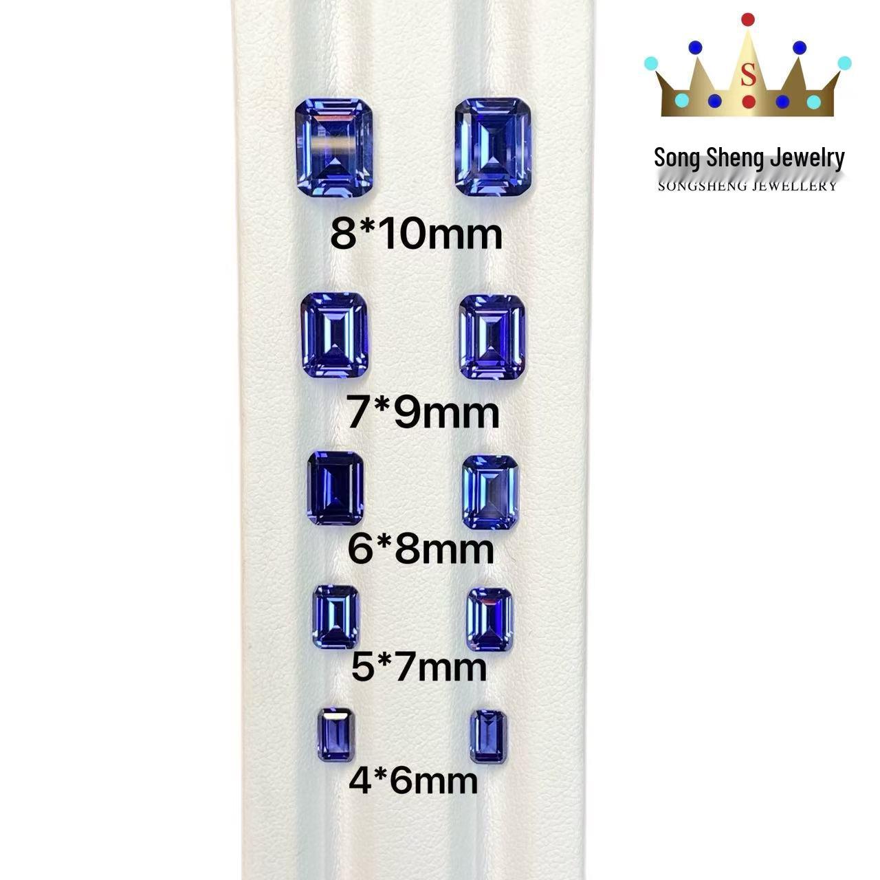 Rectangular Asscher Cut 5A Tanzanite Cubic Zirconia Gemstone for Jewelry 4x6mm Rectangular Asscher