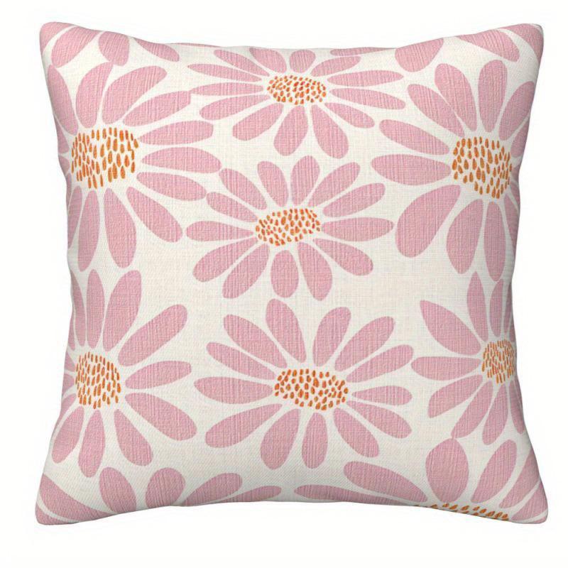 pc Fresh Pink Green Floral Pillow Cover D DoubleSided Polyester Cushion Case Daisy Tulip Decor Gift for Flower Lov