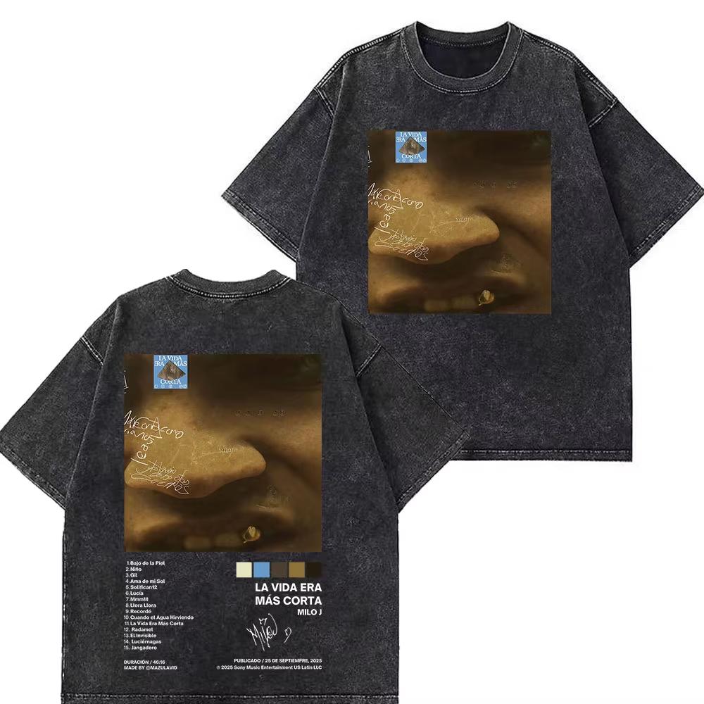 Rapper Milo J Album Tour Vintage Washed T Shirts Mens Women Clothing Harajuku Hip Hop Tshirts Short Slevee Oversized Tshirts