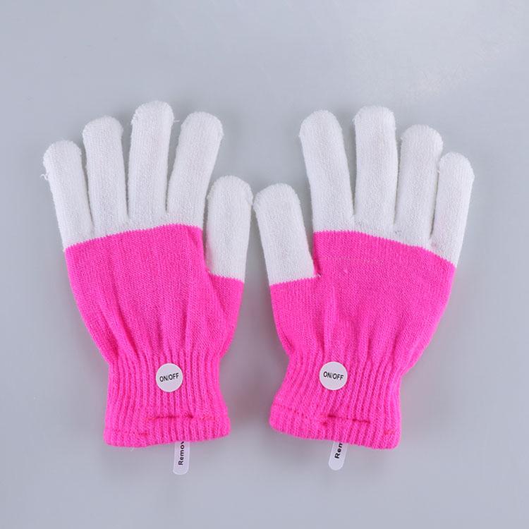 LED Multicolor Light-Up Fingerless Gloves for Halloween & Christmas - Flashing White Knit for Adults & Kids