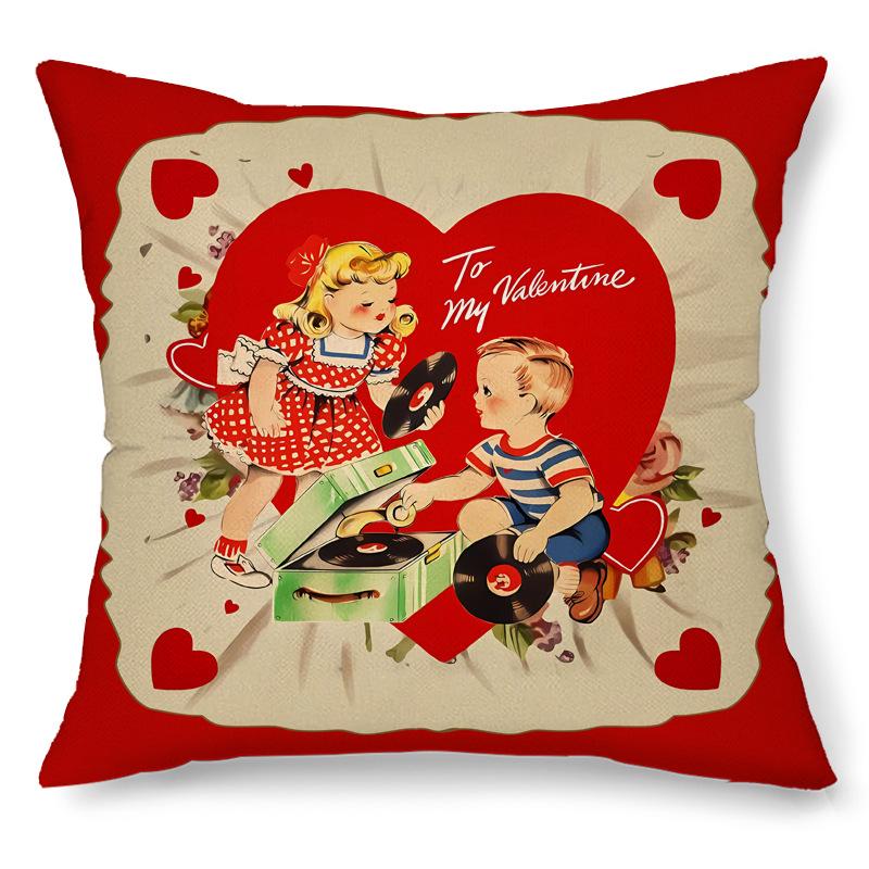 

New Retro Valentine s Day Cushion Cover Red Love Cushion Cover Home Living Room Wedding Cushion Cover 45 * 45Cm (excluding pillow core)