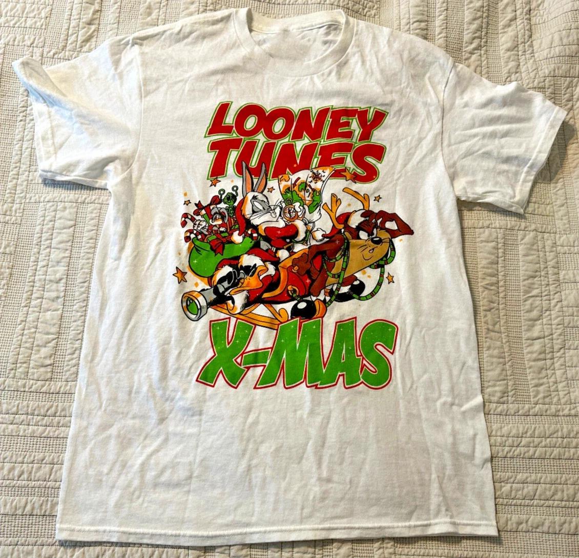 Men s and Women s T-shirts NEW Looney Tunes X-MAS For Fans Heavy Cotton White L