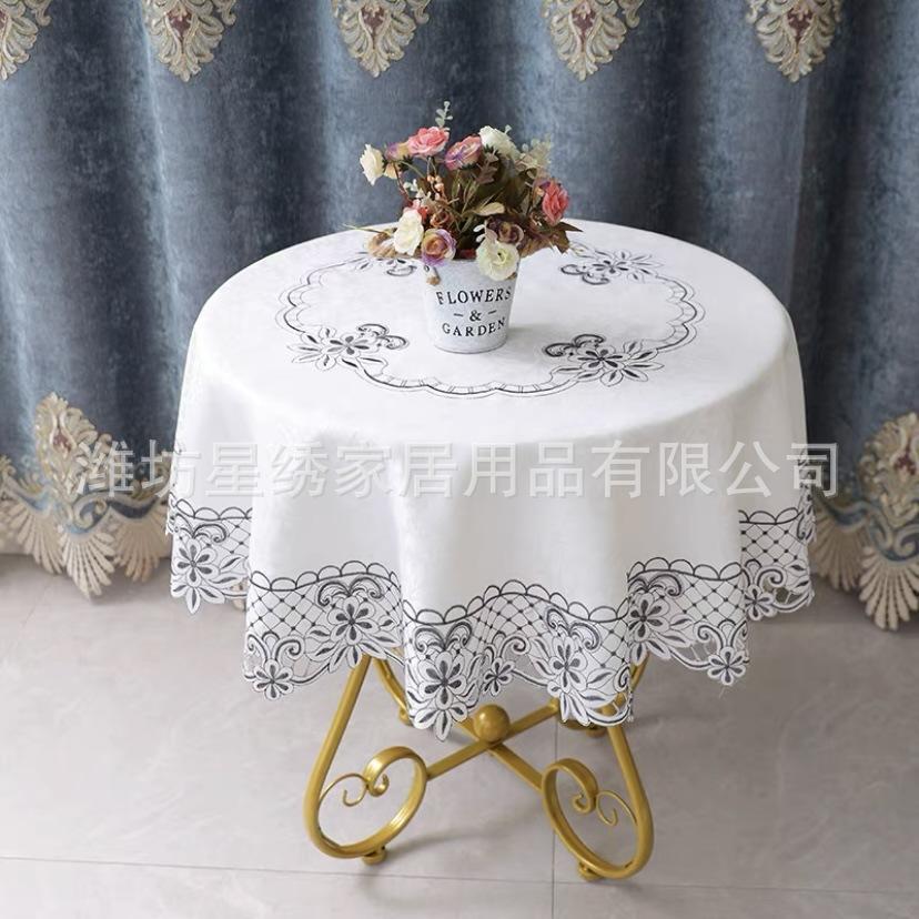Nordic Round Table Cloth Home Restaurant Small Fresh Embroidery Cloth Round Tablecloth
